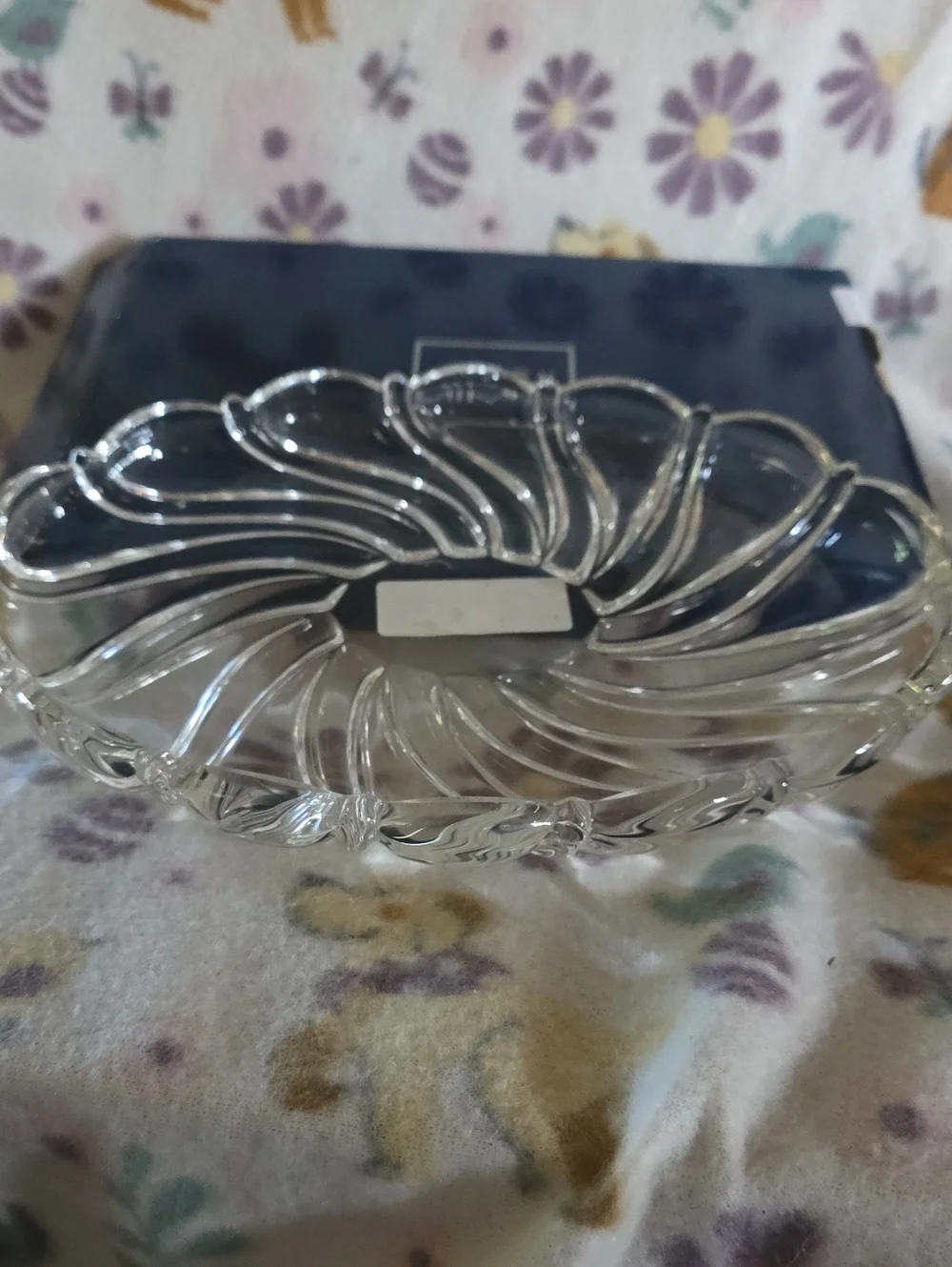 Mikasa Clear Glass Peppermint Swirl Candy Dish